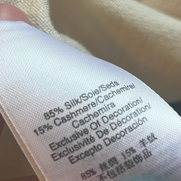 DKNY Women's Long-Sleeve Drape-Front Cream Silk & Cashmere Blend Cardigan PS - Picture 11 of 11